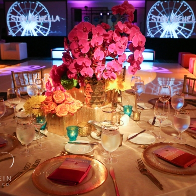 Music-Festival theme-Bat -Mitzvah-floral-centerpieces