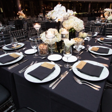 Skirball Cultural Center Bar Mitzvah Bar Mitzvah Planner designer centerpieces white black and gold art deco